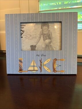 Coastal 'At the Lake' Blue Striped Picture Frame